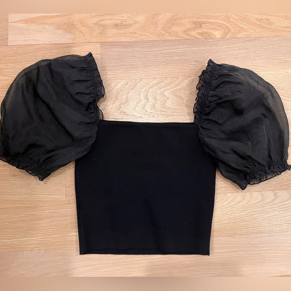 Aritzia Puffy Shoulder Crop Top